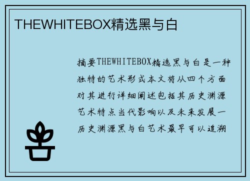 THEWHITEBOX精選黑與白